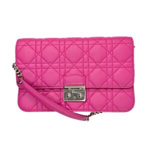 Dior Miss Dior Cannage Pink Lambskin Wallet on Chain